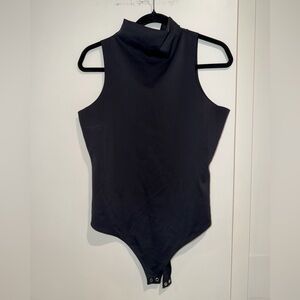 Good American Black Sleeveless Cowlneck Bodysuit